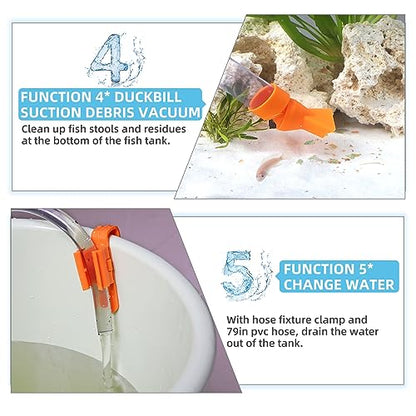 hygger Aquarium Gravel Cleaner Kit, Fish Net Aquarium Cleaning Brush, Patented Water Changer Gravel Vacuum Fish Tank Sand Cleaner Kit Aquarium Siphon Vacuum Cleaner with Water Hose Controller Clamp