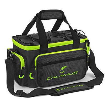 Calamus Fishing Tackle Bags - Saltwater or Freshwater Fishing Bags - Rip-Stop PE - Padded Shoulder Strap - Pliers Storage - Green - color: A：Green(without trays)-14.3*9*7.5 inches