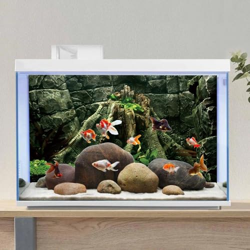 AWERT 30x18 inches Stone Aquarium Background River Bed & Lake Aquarium Vinyl Background Stone Fish Tank Background - size: 30x18in/75x45cm