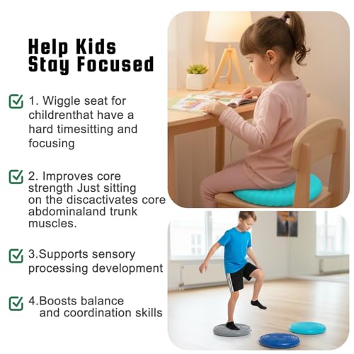 Wobble Cushion Core Balance Disc, Wiggle Seat with Inflation Pump - color: 1Turquoise