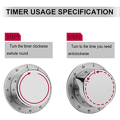 Mechanical Kitchen Timer, Kickboxing Printed Stainless Steel Timer with Magnetic Backing – No Batteries Required, Loud 70dB Alarm, Easy One-Twist Operation, Perfect for Cooking, Baking, Study, And Exe