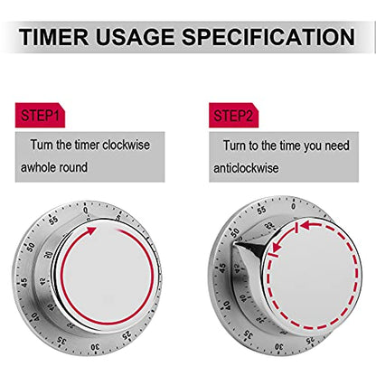 Mechanical Kitchen Timer, Kickboxing Printed Stainless Steel Timer with Magnetic Backing – No Batteries Required, Loud 70dB Alarm, Easy One-Twist Operation, Perfect for Cooking, Baking, Study, And Exe