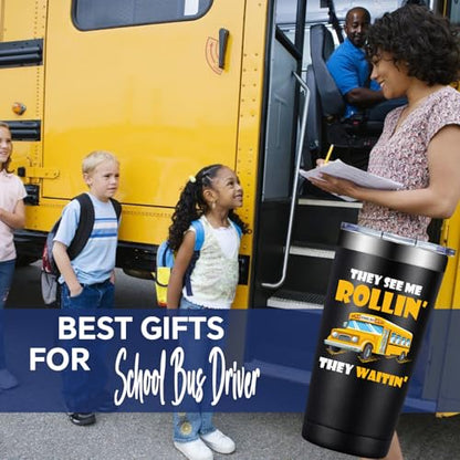 Grifarny Bus Driver Appreciation Gifts - Buses Drivers Gifts for Men, Women - Buses Drivers Christmas Gift - School Bus Driver Tumbler Cup 20 oz - color: Bus Driver Black