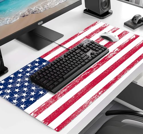 American Flag XXL Large Mouse Pad, Gaming and Home Stitching Side Table Mat | The Surface Of The Mouse Pad Is Designed With Fiber Woven Material, And The Base Is Made Of Natural Anti Slip Rubber. - color: American Flag