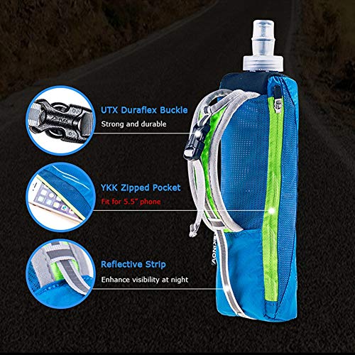 AONIJIE Running Water Bottle Handheld Hydration Pack with 500ml Soft Flask - color: Black