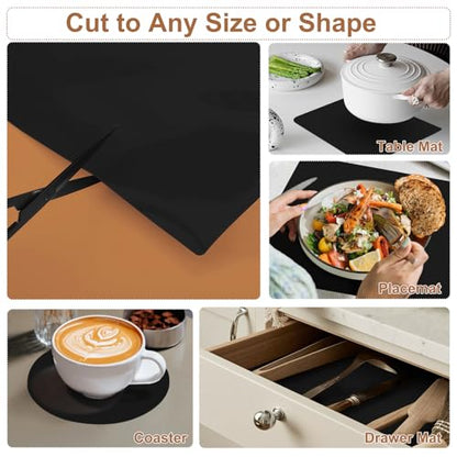 78.7" x 23.6" Silicone Mats for Kitchen Counter 1.3mm Thick, Non Slip Waterproof Countertop Protector for Kitchen Island, Placemat, Craft Mat, Workbench Mat, Black