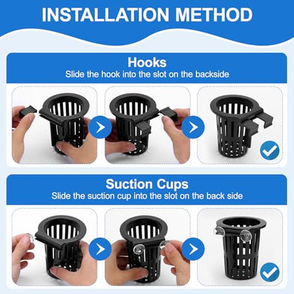 4Pack Aquarium Plant Holder ，Suction Cups and Hooks for Fish Tank Aquaponic Plant Cultivation and Different Tank Thickness，Black