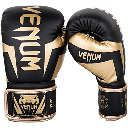 Venum Elite Boxing Gloves - color: Black/Gold, size: 10-Ounce