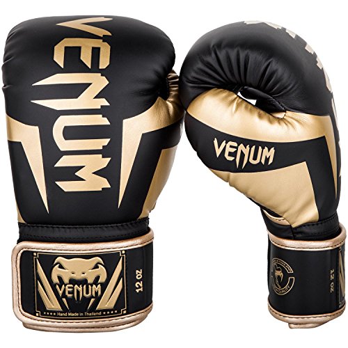 Venum Elite Boxing Gloves - color: Black/Gold, size: 12-Ounce
