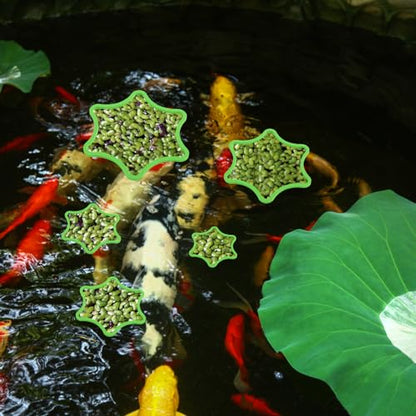 PEUTIER 5pcs Aquarium Floating Plant Rings, Foam Floating Plant Corral Flower Shaped Fish Feeding Rings Fish Tank Duckweed Food Ring for Intercepting Floating Plants (Green)
