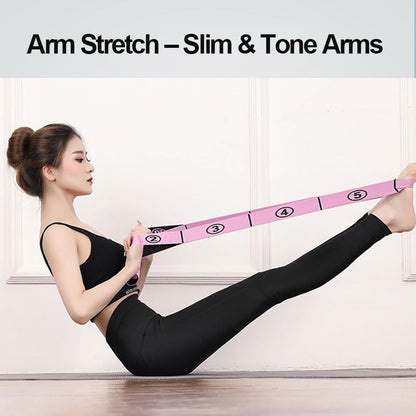 Stretching Strap(1.5" W x 35" L), Portable Stretch Yoga Strap with 8 Loops, Adjustable Elastic Exercise Bands for Yoga Pilates Dance Gymnastics, Dance Flexibility Equipment, Pink