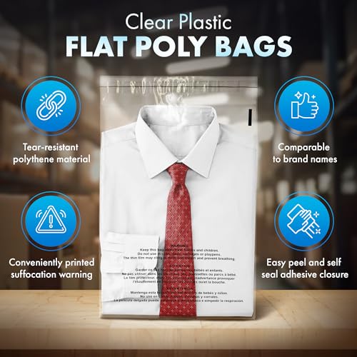 6x9 Clear Poly Bag with Suffocation Warning – Self-Seal Adhesive, 1.5 Mil Clear Bag for FBA, Packaging Bags, Clothes Storage, & Shipping Bags – Resealable Poly Mailers (Pack of 4000)