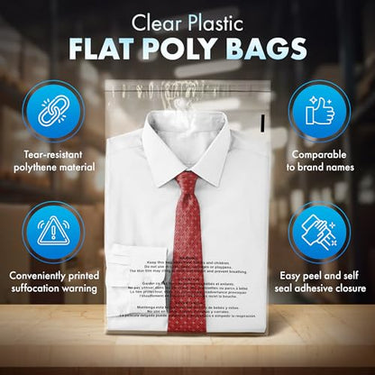 6x9 Clear Poly Bag with Suffocation Warning – Self-Seal Adhesive, 1.5 Mil Clear Bag for FBA, Packaging Bags, Clothes Storage, & Shipping Bags – Resealable Poly Mailers (Pack of 4000)