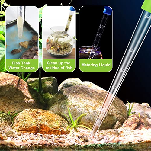 Manual Fish Tank Water Changer Aquarium Dropper, 30ml Aquarium Clean Pipette Dropper, Fish Tank Cleaning Waste Remover, Aquarium Gravel Cleaning Straw, Green - color: Green