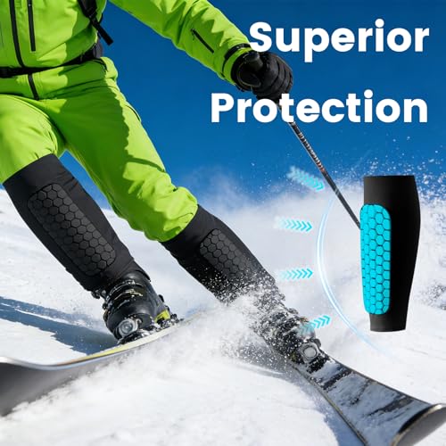 Soccer Shin Guards Ski Guards Gel Pads Shin Defender Shin Guards for Kids Youth Adult, Calf Compression Sleeve with Honeycomb Pads for Football & Skiing - size: Large
