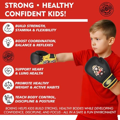 Kids Boxing Gloves 6oz | Boxing Gloves for Kickboxing Muay Thai MMA | Bag Gloves for Punching Bag - color: Monkey Bl
