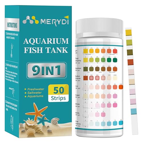 9-Way Aquarium Test Strips,50 Strips Aquarium Test Kit for Fish Tanks & Ponds, Quick & Accurate Water Testing Iron Copper Sodium Chlorine Nitrate Nitrite Total Alkalinity Hardness Free Chlorine pH - color: 9 way aquarium test strips