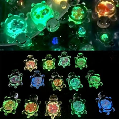 10PCS Phosphorescent Turtle Figurines - Glitter Resin Decor for Aquariums & Night Gardens | Mini Landscape Accents