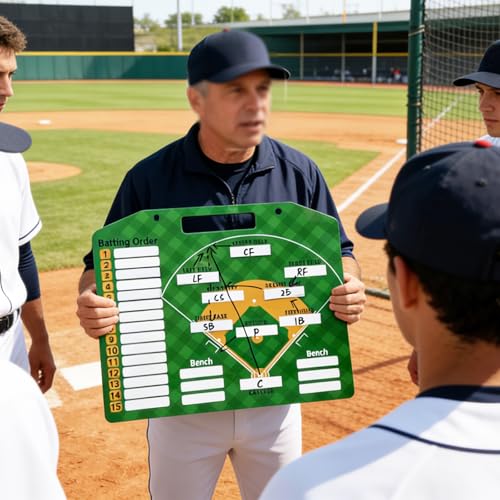 JIANNA Baseball Dry Erase Coaching Clipboard Board with Batting Order Chart, Portable Tactics Planner with Markers, Hooks & Magnetic Player Stickers | Dry Erase