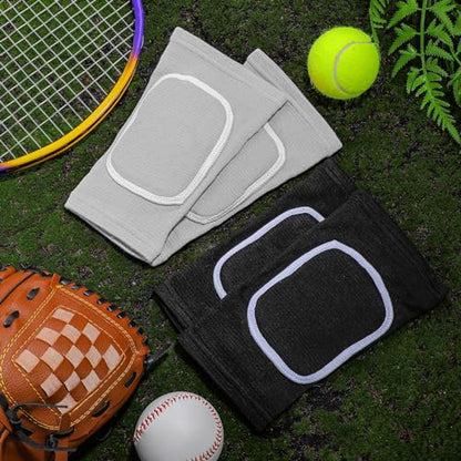 2 Pair Elbow Pads Volleyball Sport Breathable Protective Support Gel Pad Arm Compression Sleeves for Teen Girls Boys Basketball Football Skating(Black, Gray) - color: Black, Gray