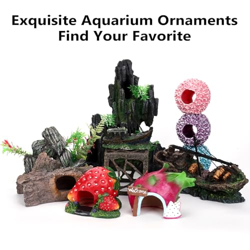 Small Boat Aquarium Decorations Resin - Sunken Shipwreck Fish Tank Ornament for Aquatic Adventure Scene-Approx. 4.9" L x 2.4" W x 3.9" H (Small Boat)