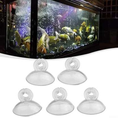 Aquarium Fish Tank Suction Cups Holder Set 10pcs Clear Plastic Suckers Clips Pads for Air Line Pump Tube, 2.5cm Diameter Suction Cup with 5mm Clip