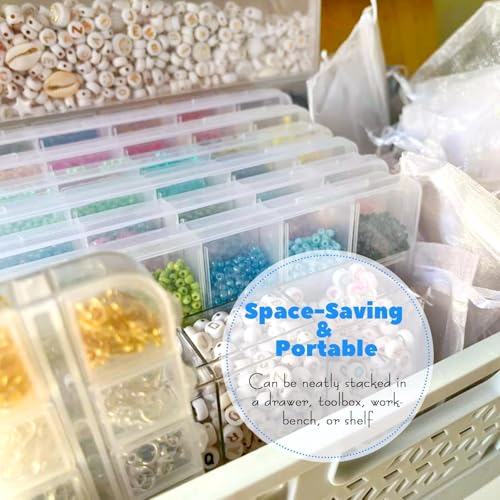 GREENTIME 2 Pack 32 Grids Clear Plastic Storage Organizer Boxes, Diamond Painting Containers, Bead Storage Containers for Small Hardware Small Parts Crafts Jewelry