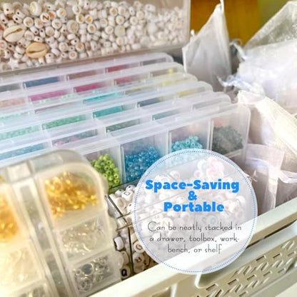 GREENTIME 2 Pack 32 Grids Clear Plastic Storage Organizer Boxes, Diamond Painting Containers, Bead Storage Containers for Small Hardware Small Parts Crafts Jewelry