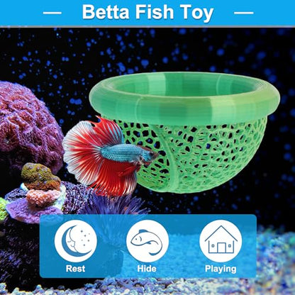 Betta Hideout Cave, Aquarium Floating Betta Hideout, Multi-Functional Betta Fish Hammock, Green - color: Green