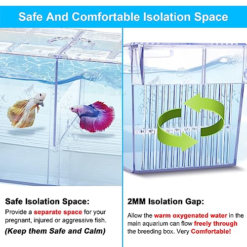 Fish Breeding Box Aquarium Holding Tank Transparent Fish Isolation Box Acclimation Hatchery Incubator Breeder for Betta Shrimp Clownfish Guppy