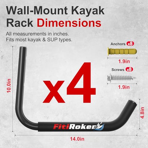 Kayak Storage Rack 120LB Wall Mounted Kayak Hook - style: Round Tube