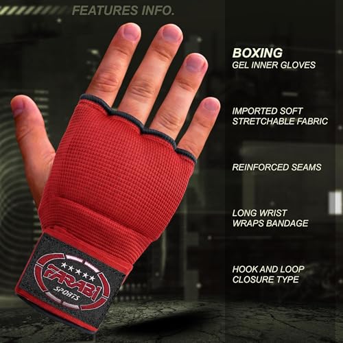 FARABI Kids Hybrid Boxing Inner Gloves Punching Boxing Gloves - color: All Red