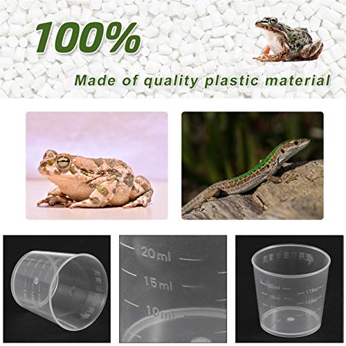 ORFOFE 20pcs Measuring Cups for Reptiles Feeding Bowls Liquid Food and Water Cups for Lizard Portable and Lightweight Accurate Scale for Daily Feeding Needs