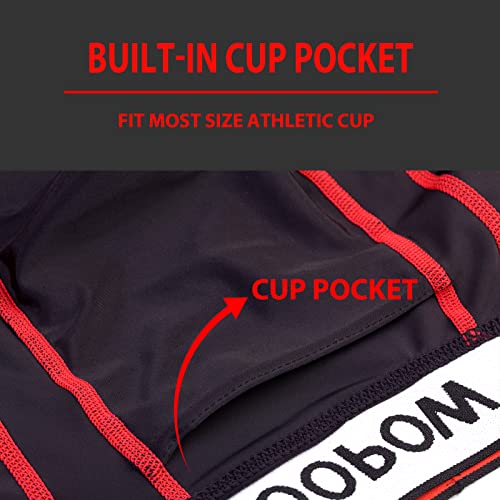 KOOPOW Men Adult Compression Padded Sliding Shorts Pants Baseball Slider - color: Black Red, size: Large