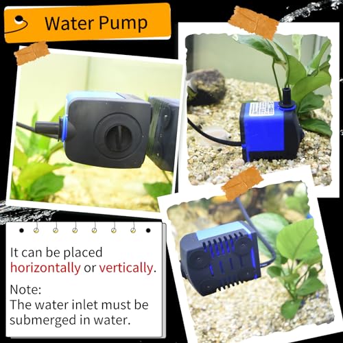 Conquerall CHA-450 140GPH 550L/H AC 110V Submersible Pump 8W for Fish Tanks, Water Features, Ponds, Aquariums, Fountains, Statues, Backyard Fountains, Pump Hydroponics, and Pet Waterers - size: 140GPH-8W