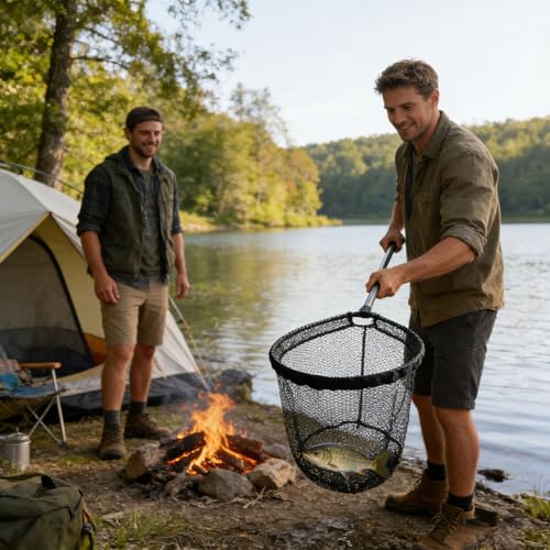 40-50cm Diameter Replacement Netting for Fishing, Heavy Duty Landing Net Head, Nylon Mesh Bag with A Diameter for Landing Nets, Fishing Accessories