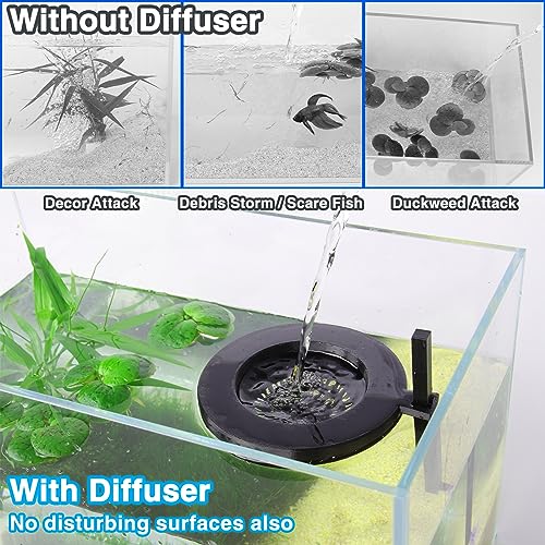 Water Flow Controller for Betta Fish Tank, Water Change Pouring Diffuser for Aquarium, Efficiency Water Filling Accessories (Black)