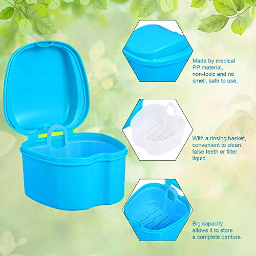 Denture Bath Box Cup Container Case, Complete Clean Care for Dentures, Clear Braces, False Teeth, Mouth Guard, Night Guard & Retainers,Traveling (Black & White) - color: Black & White