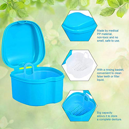 Denture Bath Box Cup Container Case, Complete Clean Care for Dentures, Clear Braces, False Teeth, Mouth Guard, Night Guard & Retainers,Traveling (Black & White) - color: Black & White