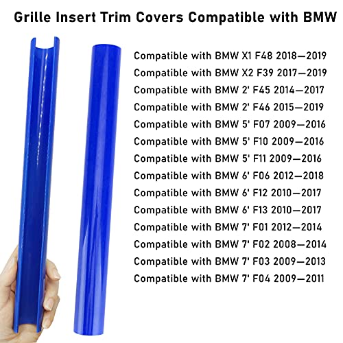 Jaronx Compatible with BMW Grill Inserts for 2 5 6 7 X1 X2 Series,F10 F11 F45 F12 F13 F01 F02 F48, Compatible with BMW V Brace Wrap Covers Blue Grill Stripes Front Grille Trim Stripes (Blue) - color: Blue, size: F10/F48