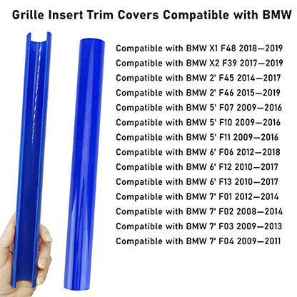 Jaronx Compatible with BMW Grill Inserts for 2 5 6 7 X1 X2 Series,F10 F11 F45 F12 F13 F01 F02 F48, Compatible with BMW V Brace Wrap Covers Blue Grill Stripes Front Grille Trim Stripes (Blue) - color: Blue, size: F10/F48