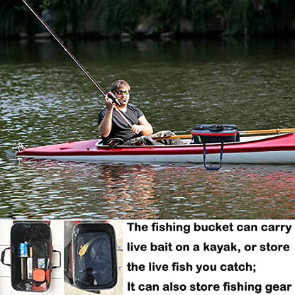 Grneric Fishing Bucket, 6Gallon/8Gallon/10Gallon Foldable Fish Bucket,Live Fish Container Multi-Functional Live Fish Bait Bucket,Outdoor Camping EVA Fishing Bag and Fish Protection Bucket - color: 30l/8gallon(black)