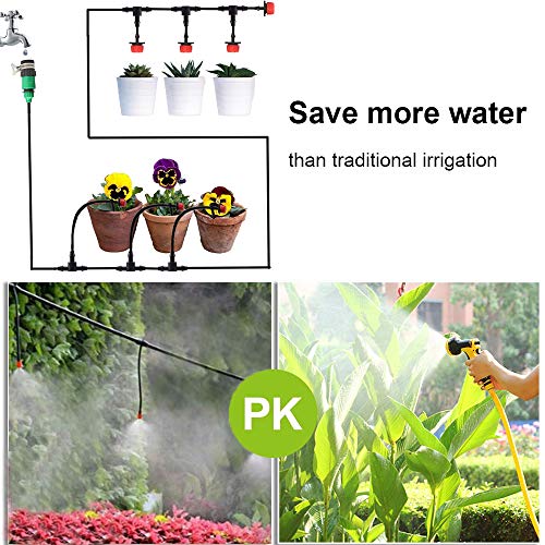 82 FT Drip Irrigation System Kit for Garden, MSDADA Automatic Water Irrigation System, Garden Watering System with 1/4" Blank Distribution Tubing, Plant Watering System for Hydroponic, Greenhouse