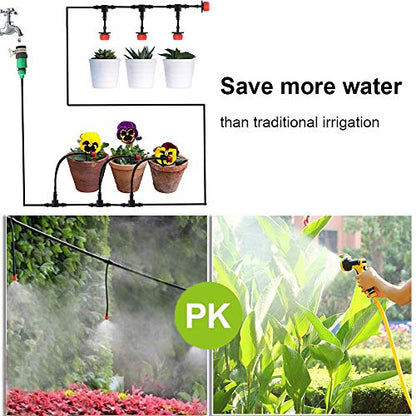 82 FT Drip Irrigation System Kit for Garden, MSDADA Automatic Water Irrigation System, Garden Watering System with 1/4" Blank Distribution Tubing, Plant Watering System for Hydroponic, Greenhouse