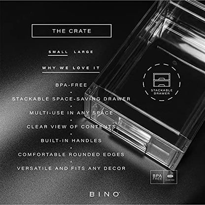 BINO | Stackable Storage Drawers, Small - Clear | THE CRATE COLLECTION | Storage Bins With Drawers | Bathroom Organizers | Under Sink Organizer | Vanity Cabinet Home Organization - size: Small