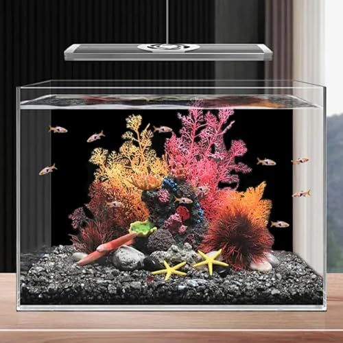 Rainmae 15.7" x 39.3" Aquarium Background, Premium Static Cling Black Fish Tank Background, Fish Backdrop for Aquarium Wallpaper, Vinyl Aquarium Poster Background