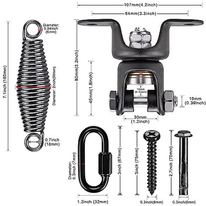BeneLabel Heavy Bag Ceiling Mount with Spring & Chains 360° Rotation Punching Bag Ceiling Hanger with Bearings Boxing Bags Holder Hardware with 2 Wood Screws and 2 Expansion Screws - color: Hanger with 7.1" Oval Spring (440 LBs Capacity)