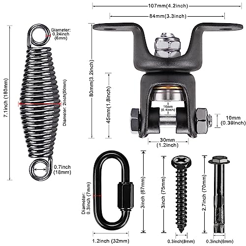BeneLabel Heavy Bag Ceiling Mount with Spring & Chains 360° Rotation Punching Bag Ceiling Hanger with Bearings Boxing Bags Holder Hardware with 2 Wood Screws and 2 Expansion Screws - color: Hanger with 7.1" Oval Spring (440 LBs Capacity)