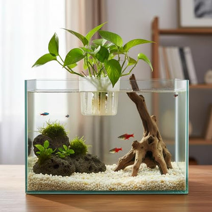 14 Pcs Aquarium Plant Holder with Hooks Screws, Top Hanging Fish Tank Plant Pot, Adaptable to Different Widths, Aquarium Planter Cups, for Water Landscape Decoration Cultivation Feature