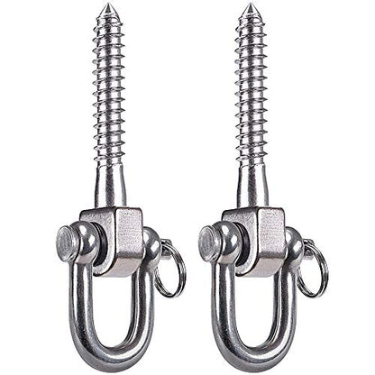 SELEWARE 2 Pack Swing Hangers Swing Set Hooks Stainless Steel Hammock Hooks | Heavy Duty Swing Mount for Porch Swing, Hammock Chair, Heavy Bag, Yoga Silk, Suspension Straps, Gymnastics Rings - color: Stainless 2 Pack Swing Hooks
